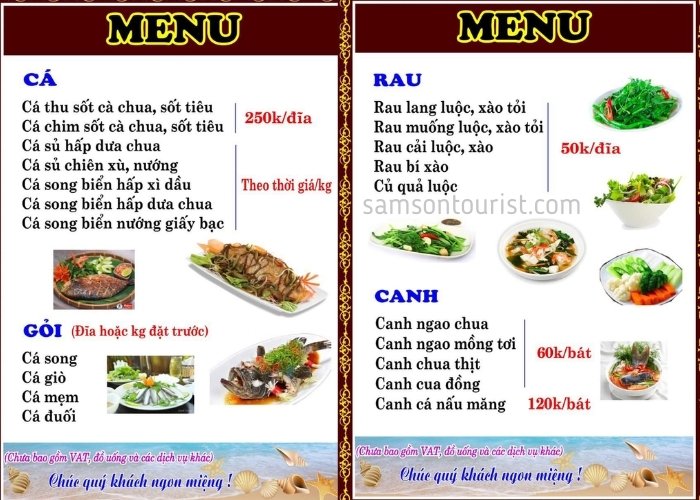 Menu gọi đồ ăn