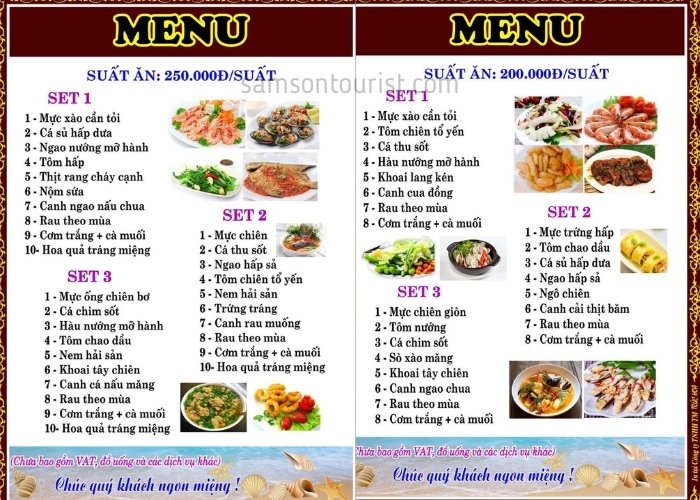 Menu gọi theo suất