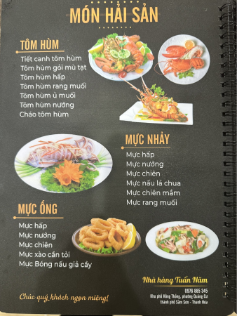 Menu nhà hàng vô cùng hấp dẫn
